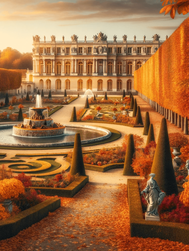 DALL·E 2023-11-02 02.32.12 - Photo of the Jardin de Versailles during autumn, capturing the grandeur and elegance of the historic gardens. The meticulously manicured hedges and tr (1)